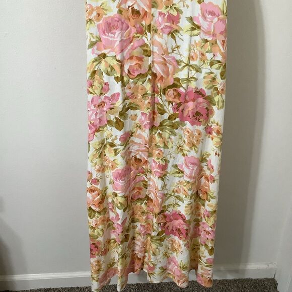 Vintage 90s Cottagecore Colorful Floral Fairy Prairie Full Button Maxi Dress 16T - Picture 6 of 8